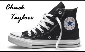 NTY Clothing Exchange graphic with Converse All Star high-top shoe with text that says Chuck Taylors