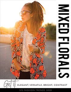 Young fashionable woman wearing fixed florals outdoors with sunglasses
